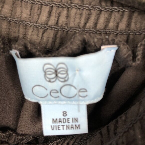 CeCe Dress Womens 8 Black Chiffon Ruffles Feminine Smocked Neck Capsule NEW - Picture 7 of 16